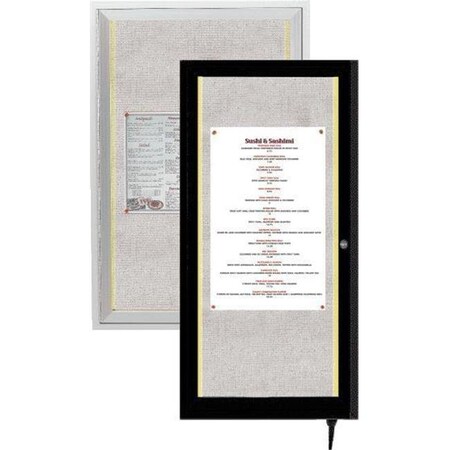 Aarco AARCO Products LODCC2412RH Indoor-Outdoor Enclosed Aluminum Bulletin Board With LED Lighting and Headers LODCC2412RH